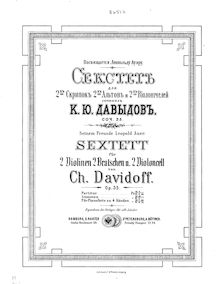 Partition violon 1, corde Sextet, Davydov, Karl