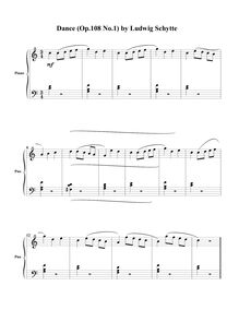 Partition Etude No.1 (danse), 25 Melodious études, Op.108, Schytte, Ludvig