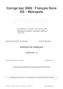 Corrigé du bac ES 2009: Francais