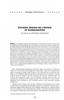 Division sociale de l espace et globalisation. Le cas de la métropole parisienne - article ; n°1 ; vol.22, pg 33-67