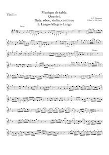 Partition violon, Quartetto, TWV 43:G2, G major, Telemann, Georg Philipp