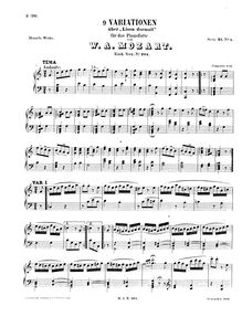Partition complète, 9 Variations on Lison dormait, für das Pianoforte