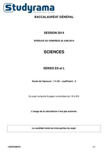 Sujet Bac L Sciences 2014
