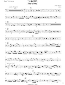 Partition basse Trombone, Requiem, D minor, Mozart, Wolfgang Amadeus par Wolfgang Amadeus Mozart