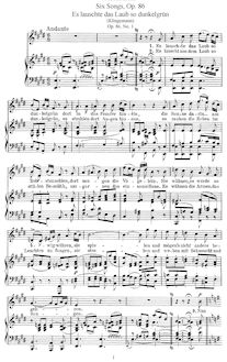 Partition complète, 6 chansons, Op.86, Mendelssohn, Felix par Felix Mendelssohn