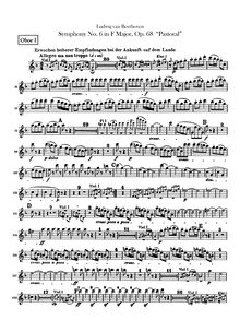 Partition hautbois 1, 2, Symphony No.6, Pastoral, F major, Beethoven, Ludwig van