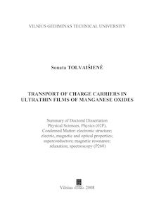 Transport of charge carriers in ultrathin films of manganese oxides ; Krūvininkų pernaša ultraplonuosiuose mangano oksidų sluoksniuose