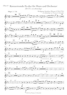 Partition hautbois 2, Rondo, Horn Concerto ; Konzertsatz, E♭ major