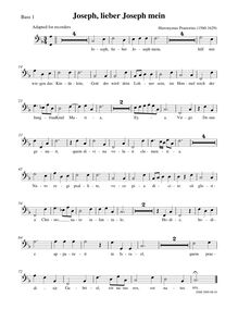 Partition basse 1 enregistrement  (chœur 2), Joseph, lieber Joseph mein