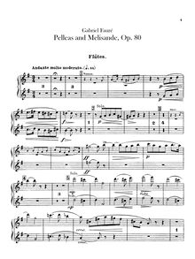 Partition flûte 1/2, Pelléas et Mélisande , Op.80, Fauré, Gabriel