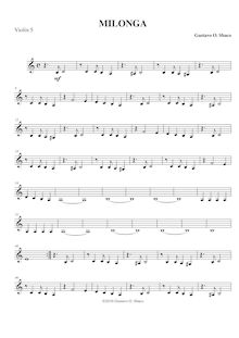 Partition violons V ou altos II, Milonga para orchestre de Cuerdas