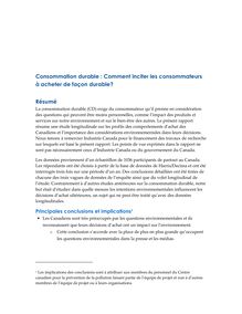 Executive Summary - Consommation durable : Comment inciter les ...