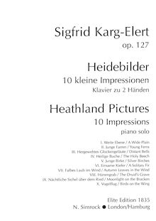 Partition complète, Heathland Pictures, Op.127, Karg-Elert, Sigfrid