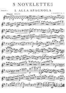 Partition violon 1, Five Novelettes, Glazunov, Aleksandr