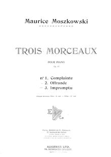 Partition complète, 3 Piano pièces, Op.87, Moszkowski, Moritz