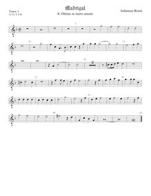Partition ténor viole de gambe 1, octave aigu clef, Madrigali à 5, libro primo par Salamone Rossi