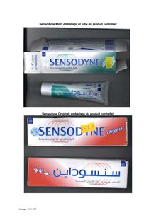 Visuels de l emballage des dentrifices "Sensodyne Mint" et "Sensodyne Original" 15/11/2007