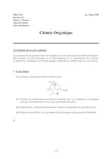 HEI chimie organique 1998 chimie partiel