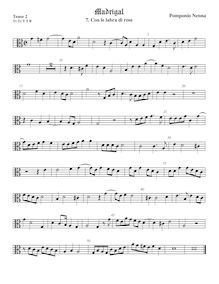 Partition ténor viole de gambe 2, alto clef, Il settimo libro de madrigali a cinque voci par Pomponio Nenna