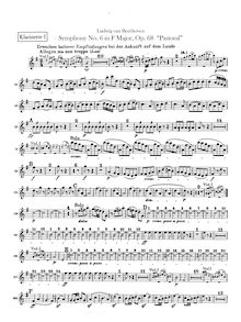 Partition clarinette 1, 2 (B♭), Symphony No.6, Pastoral, F major