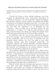 Daniel Garcia, auteur de Coupoles et Dépendances, répond à l Institut de France