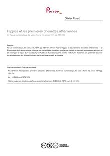 Hippias et les premières chouettes athéniennes - article ; n°16 ; vol.6, pg 151-154