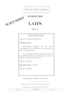 Sujet du bac L 2009: Latin