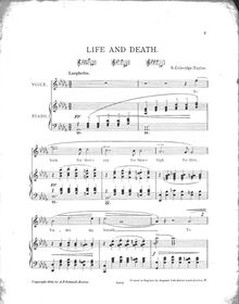 Partition haut voix (en D-flat), Life et Death, Coleridge-Taylor, Samuel