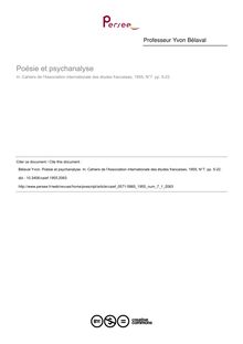 Poésie et psychanalyse - article ; n°1 ; vol.7, pg 5-22