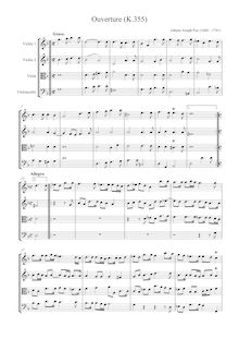 Partition complète, Overture en G minor, K.355, Fux, Johann Joseph par Johann Joseph Fux