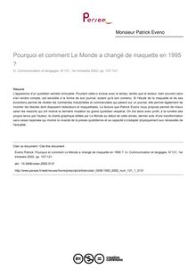 Pourquoi et comment Le Monde a changé de maquette en 1995 ? - article ; n°1 ; vol.131, pg 107-121