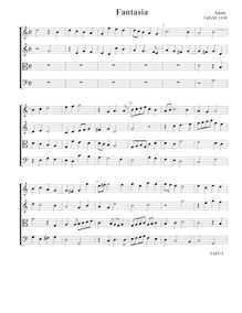 Partition Fantasia VdGS No.1338 - partition complète (Tr Tr T B), fantaisies et a Pavan pour 4 violes de gambe