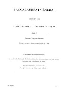 Baccalaureat 2005 mathematiques specialite litteraire