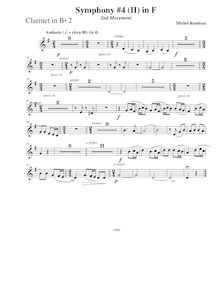 Partition clarinette 2 (B♭), Symphony No.4  Pastorale , Symphony on Canadian Folk Themes par Michel Rondeau