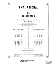 Partition clarinette, vent quintette, Reicha, Anton par Anton Reicha