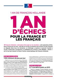 1 an de François Hollande : 1 an d échecs pour la France et les Français