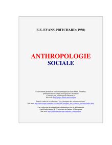 ANTHROPOLOGIE SOCIALE