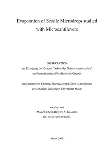 Evaporation of sessile microdrops studied with microcantilevers [Elektronische Ressource] / vorgelegt von Dmytro S. Golovko