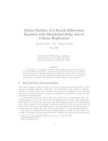 Global Stability of a Partial Differential Equation with Distributed Delay due to