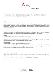Tendances nouvelles de la sociologie des relations  raciales - article ; n°2 ; vol.3, pg 181-190