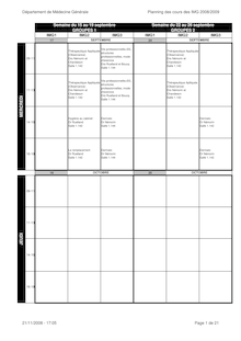 Planning des cours 2008-2009