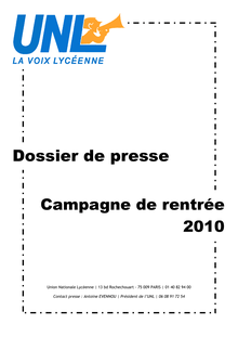 Dossier de presse -  Union Nationale Lycéenne - Accueil