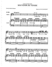 Partition complète (A Major: medium voix et piano), Souvenir de Venise
