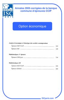 ISC 2005 epreuves option economique classe prepa hec (ece)