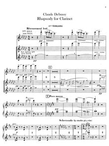 Partition violons I, Première rapsodie, Debussy, Claude