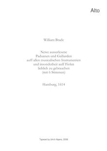 Partition Alto, Newe ausserlesene Paduanen und Galliarden, Brade, William