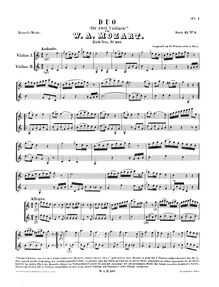 Partition complète, 12 cor Duos, 12 Duets, Mozart, Wolfgang Amadeus
