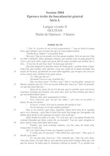 Occitan - Langue d Oc (Languedocien) LV2 2004 Littéraire Baccalauréat général