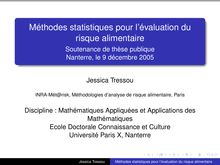 Méthodes statistiques pour l évaluation du risque alimentaire -  Soutenance de thèse publique Nanterre