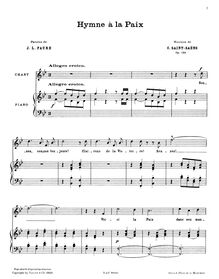 Partition complète, Hymne à la paix, Op.159, Saint-Saëns, Camille